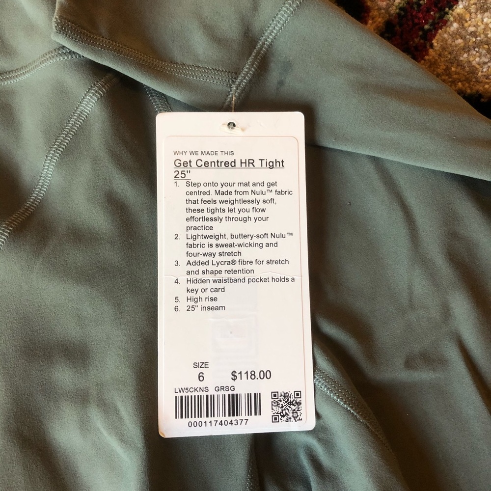 NWT Lululemon Get Centered HR Tight 25 inch